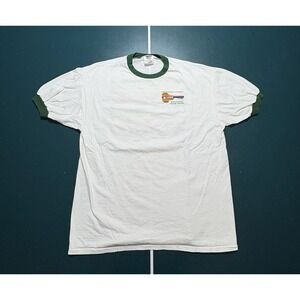 Vintage 90s Eastern Michigan Ringer T-shirt Size Large Orientation 1998 White